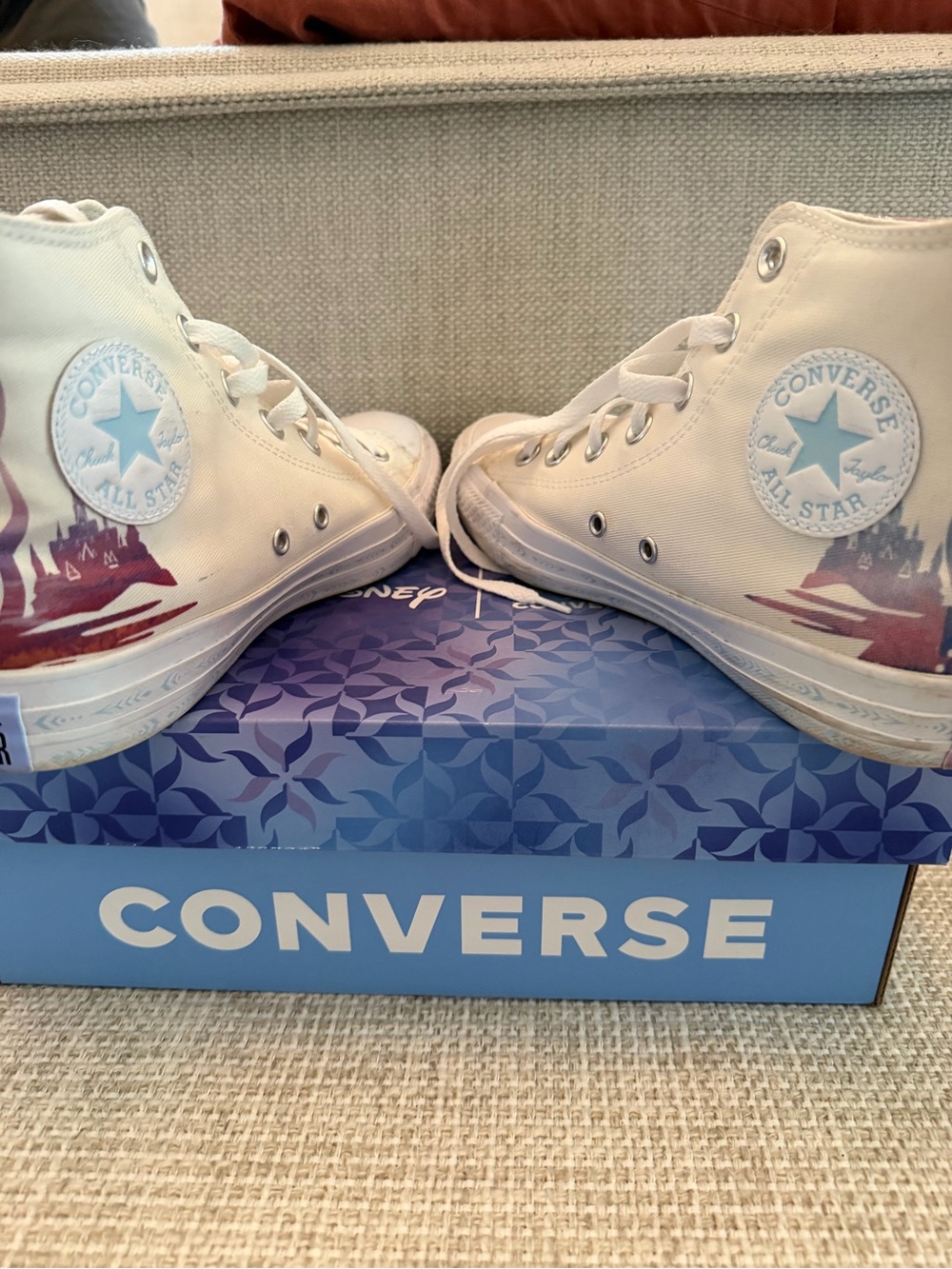 Converse Frozen II High-Top Sneakers - White with Blue and Pink Frozen Artwork - Picture 3 of 3